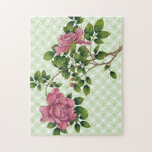  Roze Roos Retro Art Legpuzzel (Verticaal)