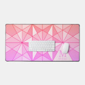 Roze roos retro mozaïek driehoek patroon monogram bureaumat (Keyboard & Muis)