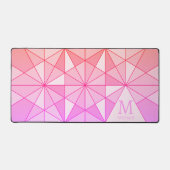 Roze roos retro mozaïek driehoek patroon monogram bureaumat (Voorkant)