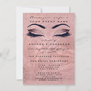 Roze roos rode bonen make-up oog glitter 16e bruid kaart