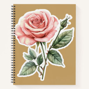 Roze Roos   Romantisch Bloemendagboek Notitieboek