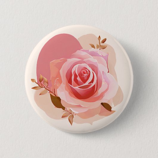 Roze Roos Ronde Button 5,7 Cm (Voorkant)