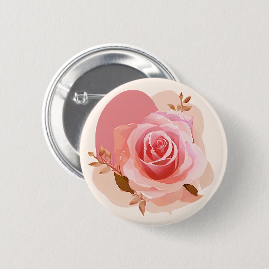 Roze Roos Ronde Button 5,7 Cm (Voorkant /achterkant)
