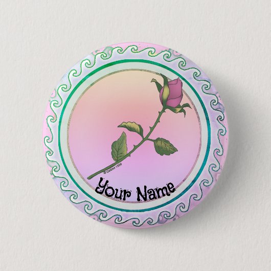 Roze Roos Ronde Button 5,7 Cm (Voorkant)