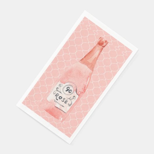 Roze Roos Rosé Fles servet (Hoek)