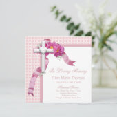 Roze Roos Rouwkaarten Aankondiging (Staand voorkant)