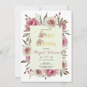 Roze roos roze bloemen, zestien jaar oud kaart (Voorkant)