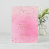 Roze Roos Roze & Goud Glitter Bruidsfeest Kaart (Staand voorkant)