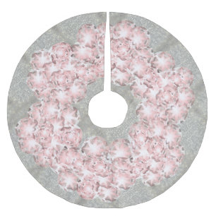 Roze Roos roze Pareltjes op grijs met goudpels Kerstboom Rok