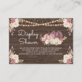 Roze Roos Roze schoeisel met houten pompoen Informatiekaartje (Voorkant)