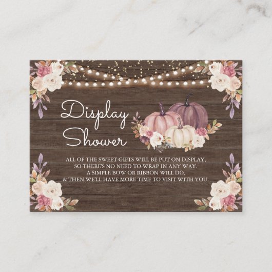 Roze Roos Roze schoeisel met houten pompoen Informatiekaartje (Voorkant)