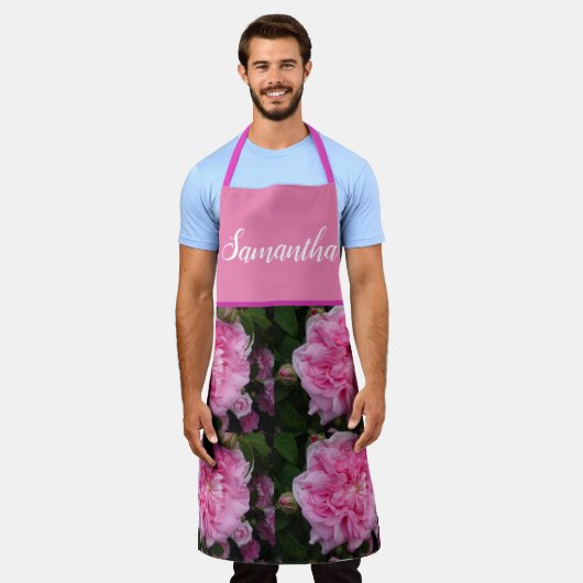 Roze Roos Rozen afval Apron Schort (Gedragen)