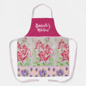 Roze  Roos Rozen Waterverf Aanpasbaar Schort (Voorkant)