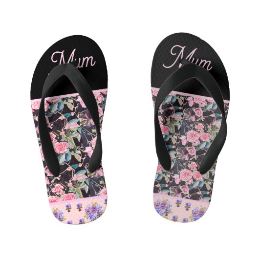 Roze  Roos Rozen Waterverf moeder moeders Kinder Teenslippers (Voetbed)