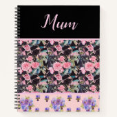 Roze  Roos Rozen Waterverf moeder moeders Notitieboek (Voorkant)