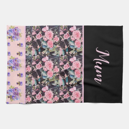 Roze  Roos Rozen Waterverf moeder moeders Theedoek (Horizontaal)