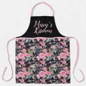 Roze  Roos Rozen Waterverf Mums Keuken Schort (Voorkant)