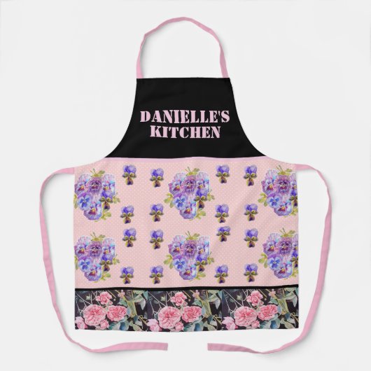 Roze  Roos Rozen Waterverf  p.p. Schort (Voorkant)