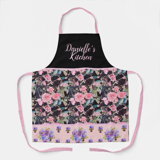 Roze  Roos Rozen Waterverf  Schort (Voorkant)