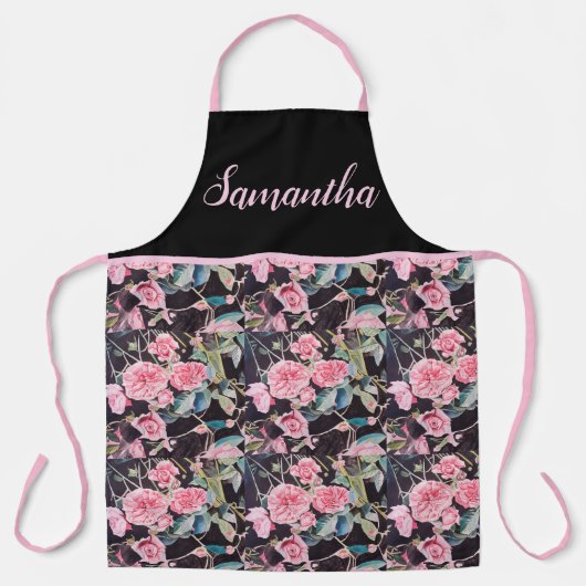 Roze  Roos Rozen Waterverf Shabby Chic Ap Schort (Voorkant)
