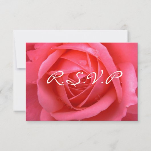 Roze roos RSVP gepersonaliseerde roos kaarten (Voorkant)