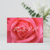 Roze roos RSVP gepersonaliseerde roos kaarten (Staand voorkant)