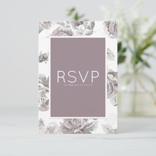Roze roos RSVP-kaart RSVP Kaartje (Staand voorkant)