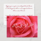 Roze Roos RSVP Persoonlijke Roos Kaarten (Voorkant / Achterkant)