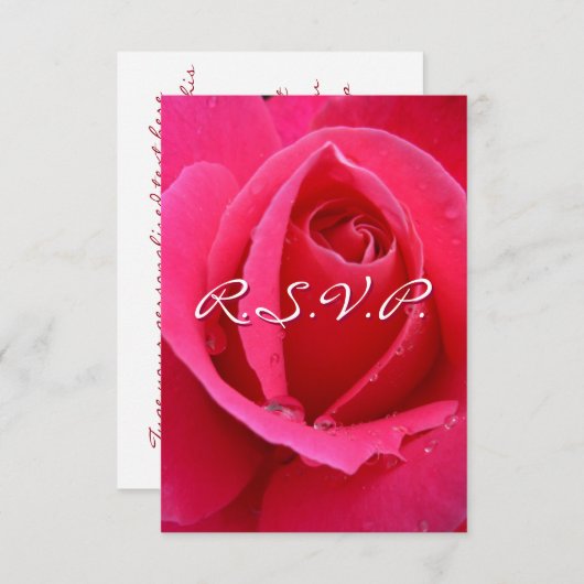 Roze Roos RSVP Persoonlijke Rozen Kaarten (Voorkant / Achterkant)