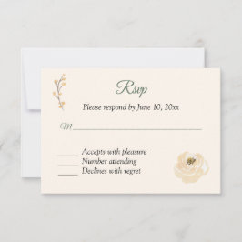 Roze Roos RSVP-reactiekaart RSVP Kaartje