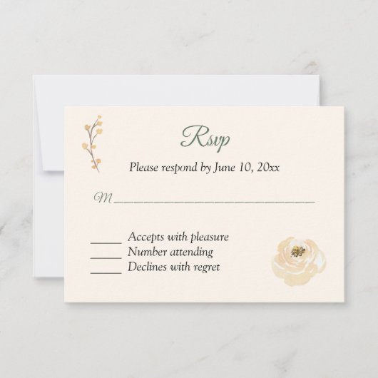 Roze Roos RSVP-reactiekaart RSVP Kaartje (Voorkant)