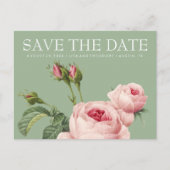 Roze  roos SAGE BRUILOFT bewaar de datum Aankondigingskaart (Voorkant)