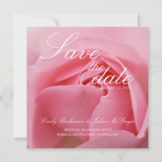 Roze Roos • Save the Date Aankondiging (Voorkant)