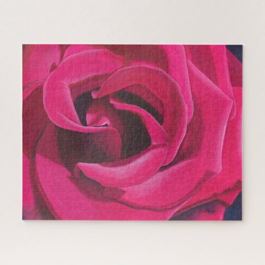 Roze Roos Schilderij Legpuzzel (Horizontaal)