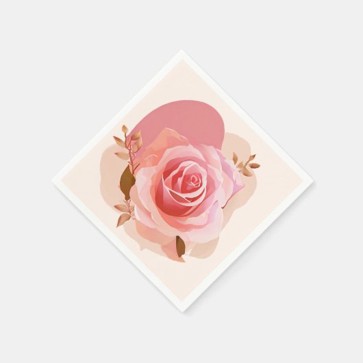 Roze Roos Servet (Hoek)