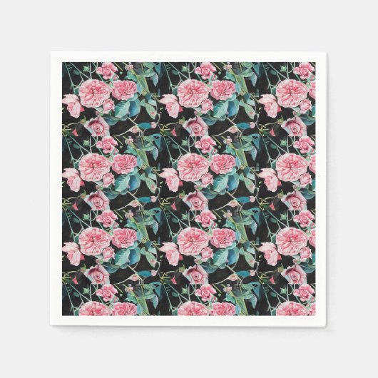 Roze Roos Shabby Chic bloem Servet Servetten (Voorkant)