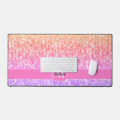 Roze roos sinaasappel glitter fonkelt Monogram Bureaumat (Keyboard & Muis)