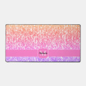 Roze roos sinaasappel glitter fonkelt Monogram Bureaumat (Voorkant)