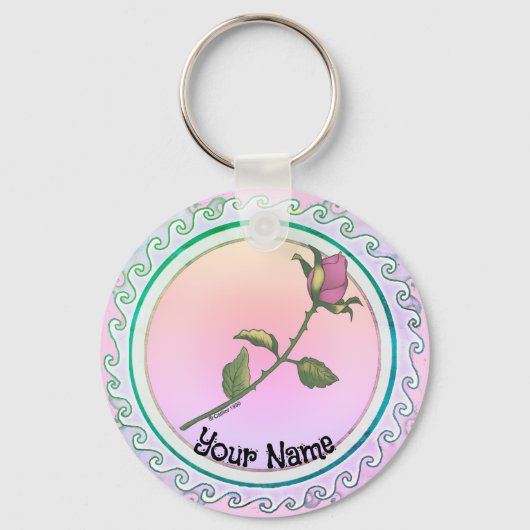 Roze Roos Sleutelhanger (Voorkant)