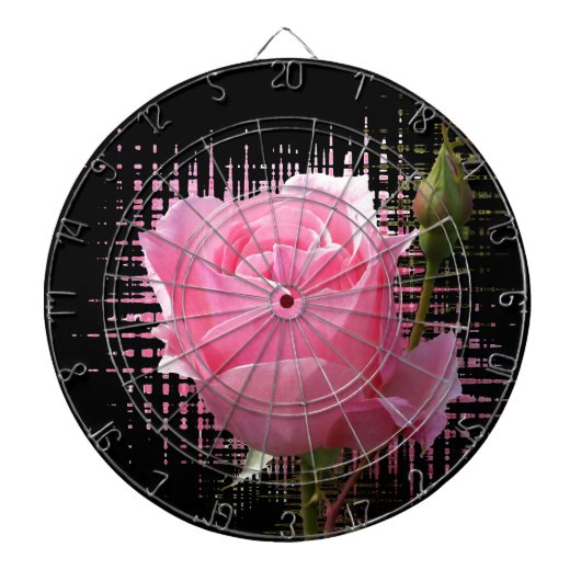 roze roos spat dartbord (Voorkant)