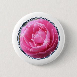 roze roos speld ronde button 5,7 cm