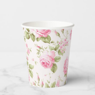 Roze Roos Spray Tuinfeest Papieren Bekers