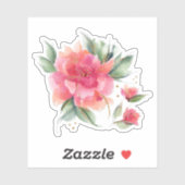 Roze roos sticker (Vel)