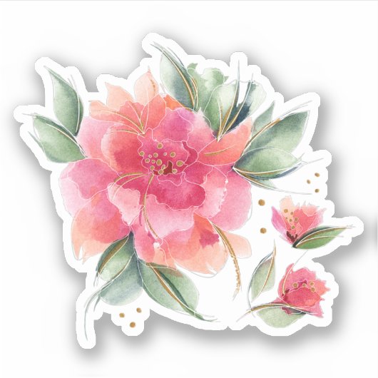 Roze roos sticker (Voorkant)