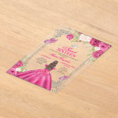 Roze Roos Sweet 16 Prinses Uitnodiging (Laagn)