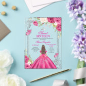 Roze Roos Sweet 16 Prinses Uitnodiging (Insitu (Huwelijk))