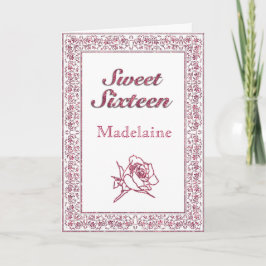 Roze Roos Sweet Sixteen Kaart