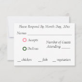 Roze Roos Sweetheart RSVP Kaarten (Achterkant)