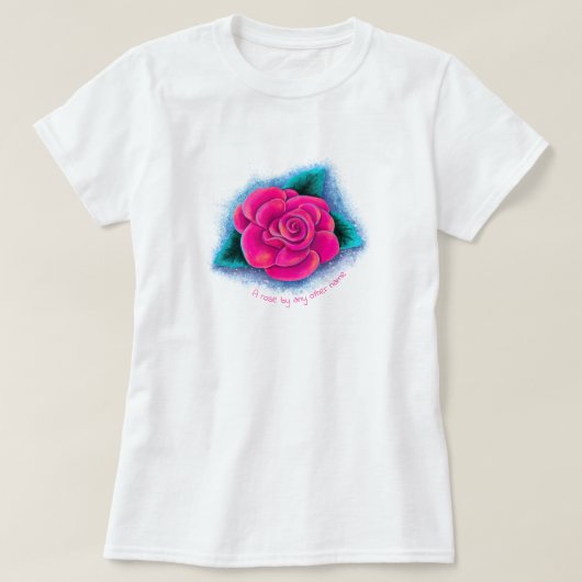  roze roos T-shirt (Design voorkant)