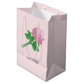 Roze Roos Tekening Medium Cadeauzakje (Voorkant Gekanteld)